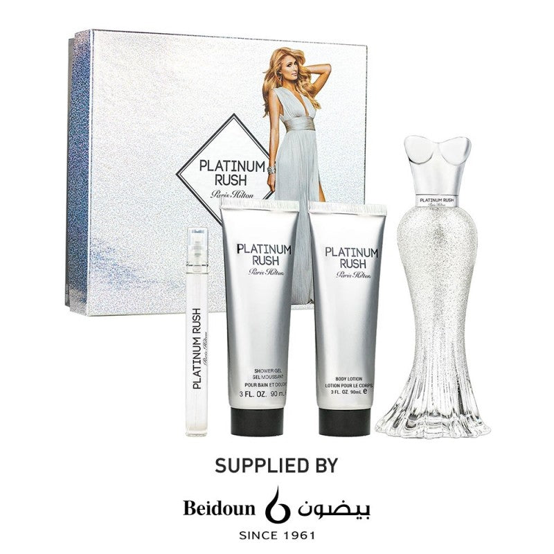 Paris Hilton Platinum Rush EDP 100ml+10ml Mini+90ml Body Lotion +90ml Shower Gel Giftset Women - 100ml + 10ml + 90ml + 90ml