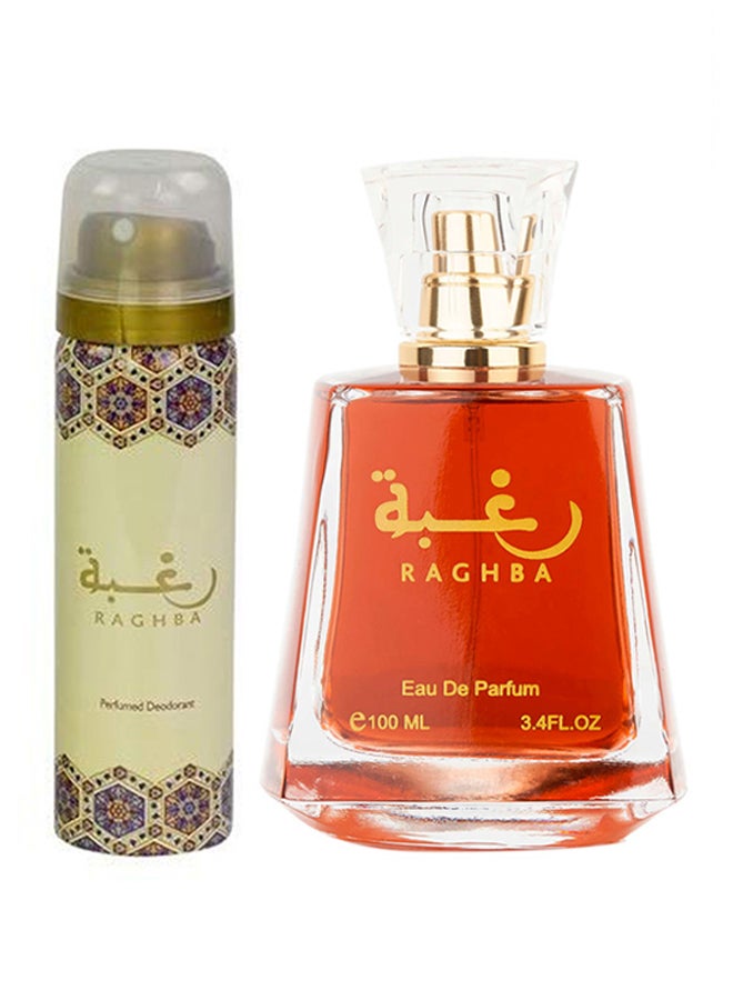 Lattafa Raghba EDP With Perfumed Deodorant 100ml