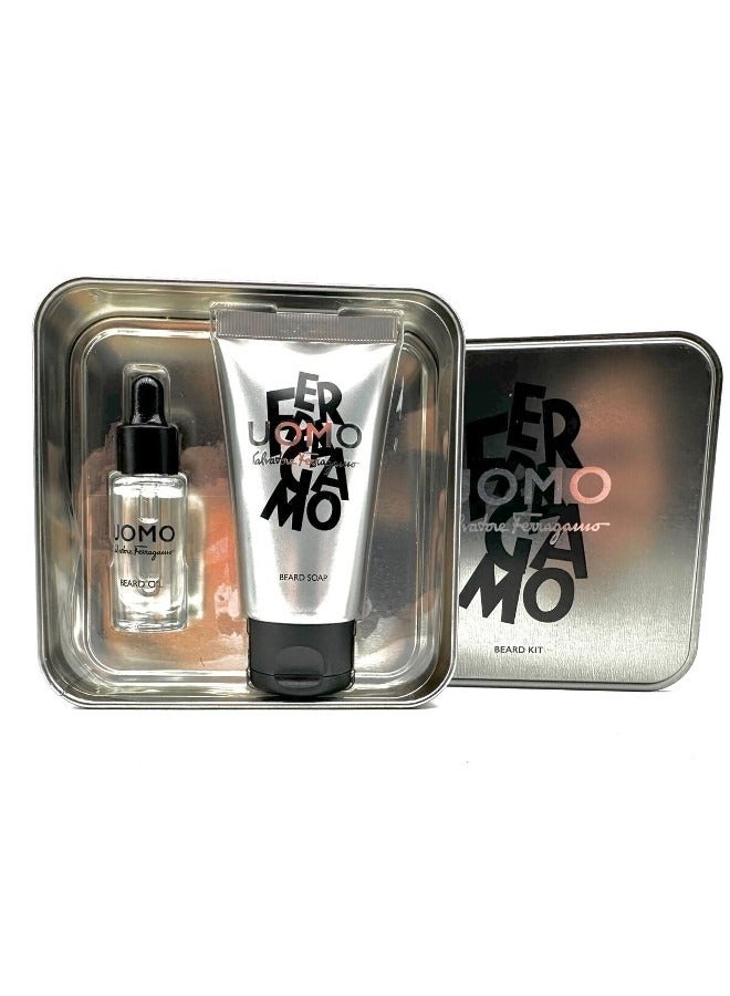 Salvatore Ferragamo Uomo Beard Grooming Kit (Oil 5ml + Soap 50ml)