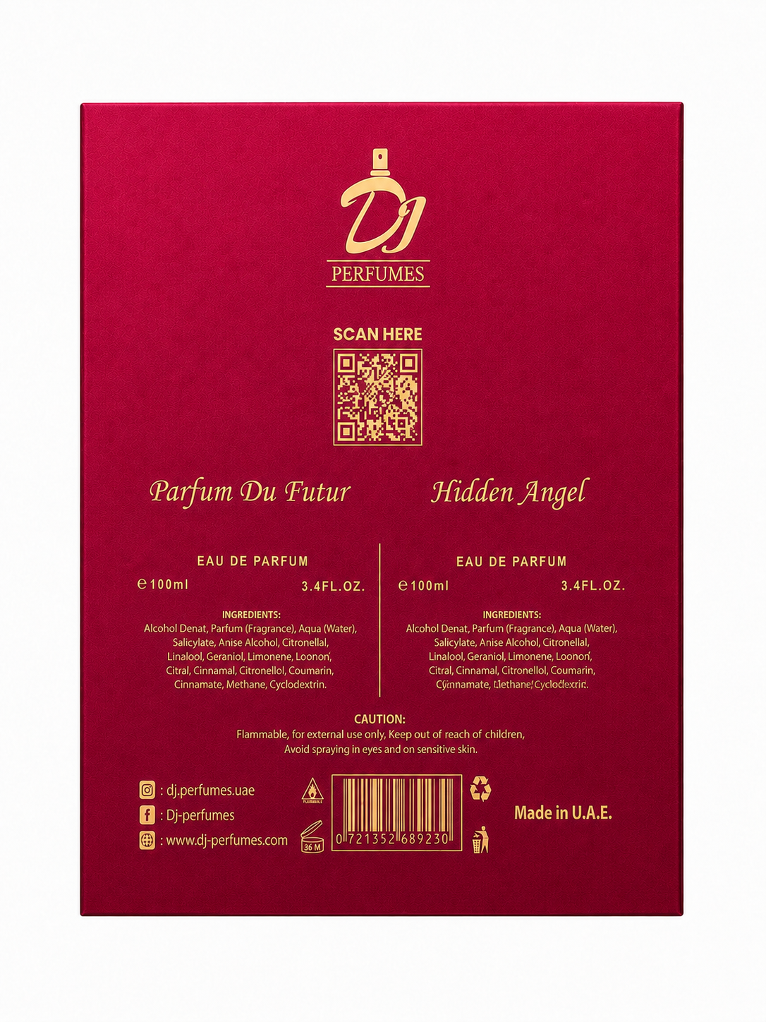 Celebration Gift Set by DJ Perfumes for Men & Women (Parfum Du Futur 100ml for Men + Hidden Angel 100ml for Women)